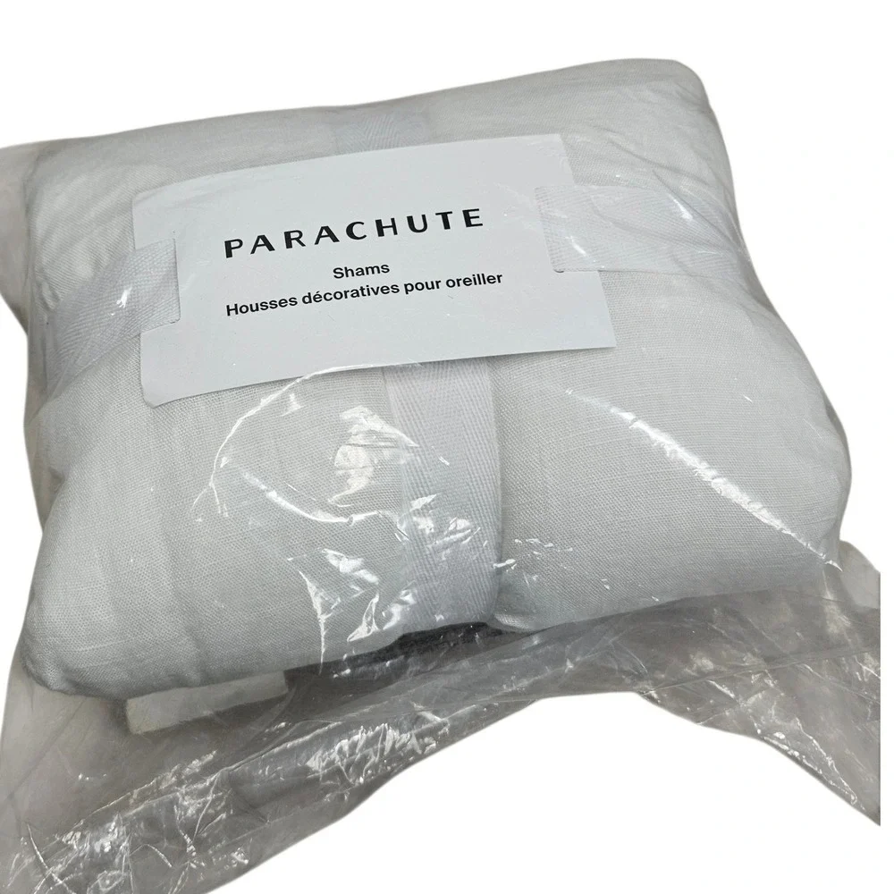Parachute‎ NWT Everyday Linen Shams Pure White Standard Size Set of 2 Minimalist